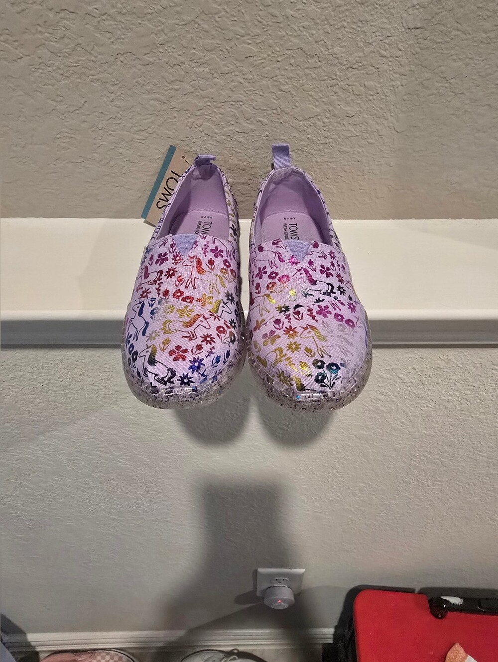 Toms Kids Slip-On Sneakers in Lavender with Multicolor Unicorn & Floral Print